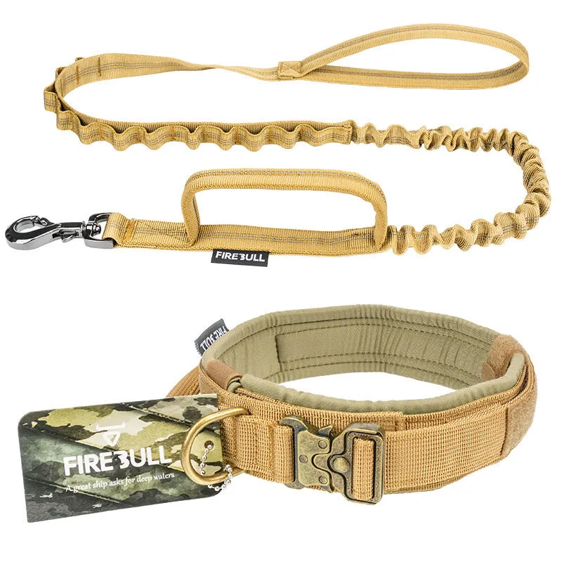 Durable Tactical Dog Collar Adjustable Nylon Dog Collar Leash For Medium Large Dog