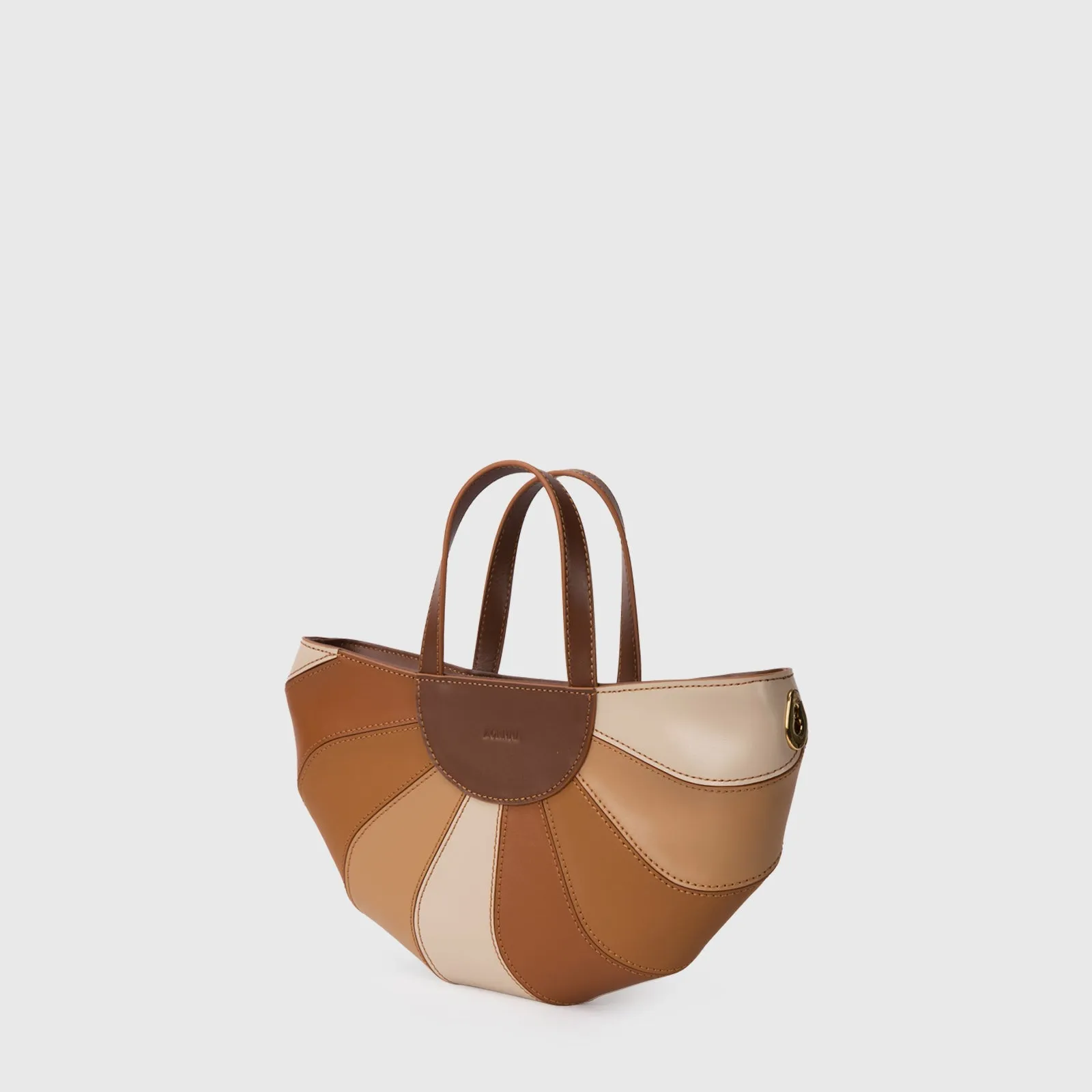 Fan Handbag Purse Brown