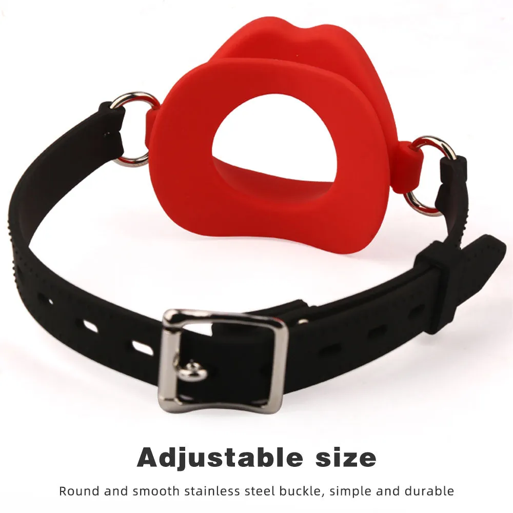 Fantasy Red Lip Ball Gag  - Leather Belt Bondage Restriants BDSM Sex Toys