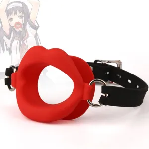 Fantasy Red Lip Ball Gag  - Leather Belt Bondage Restriants BDSM Sex Toys