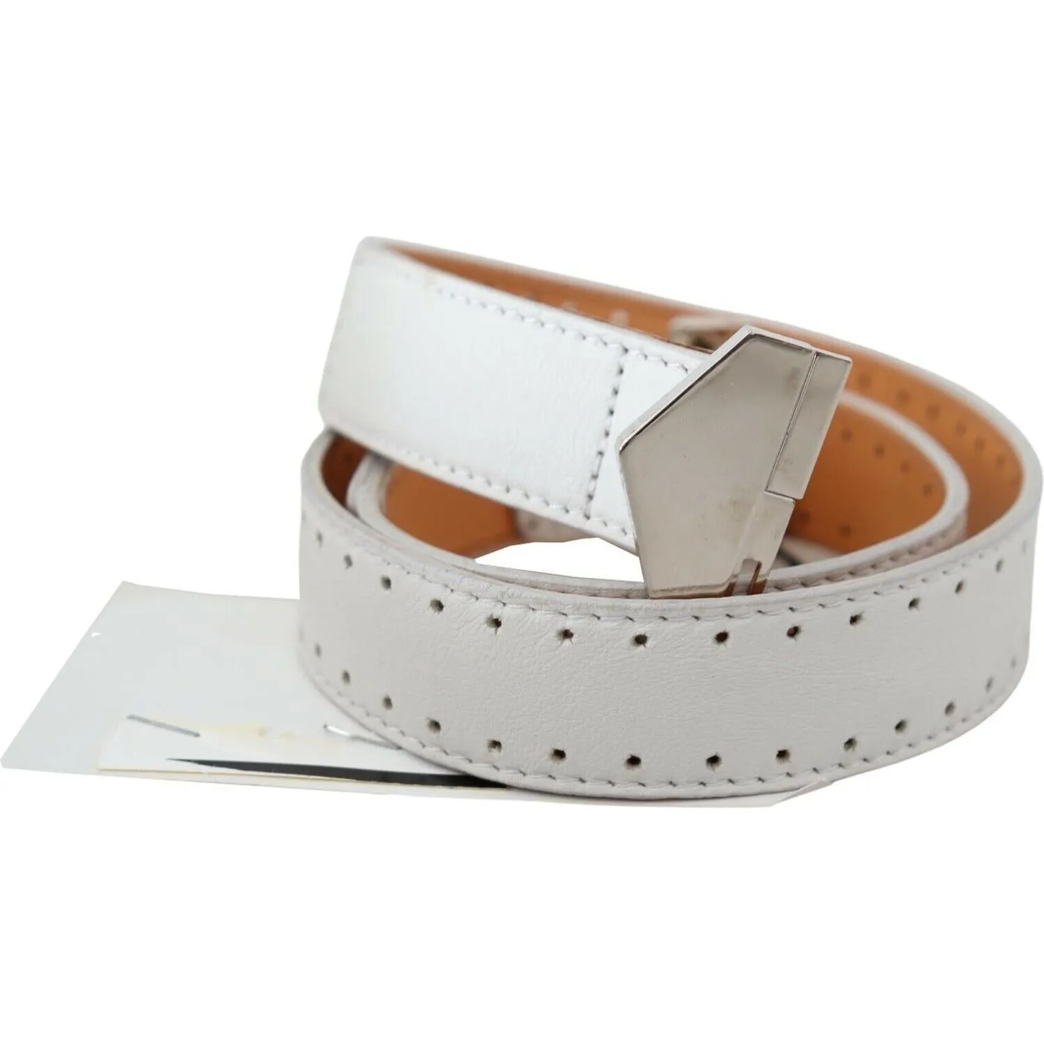 GF Ferre Elegant White Leather Fashion Belt