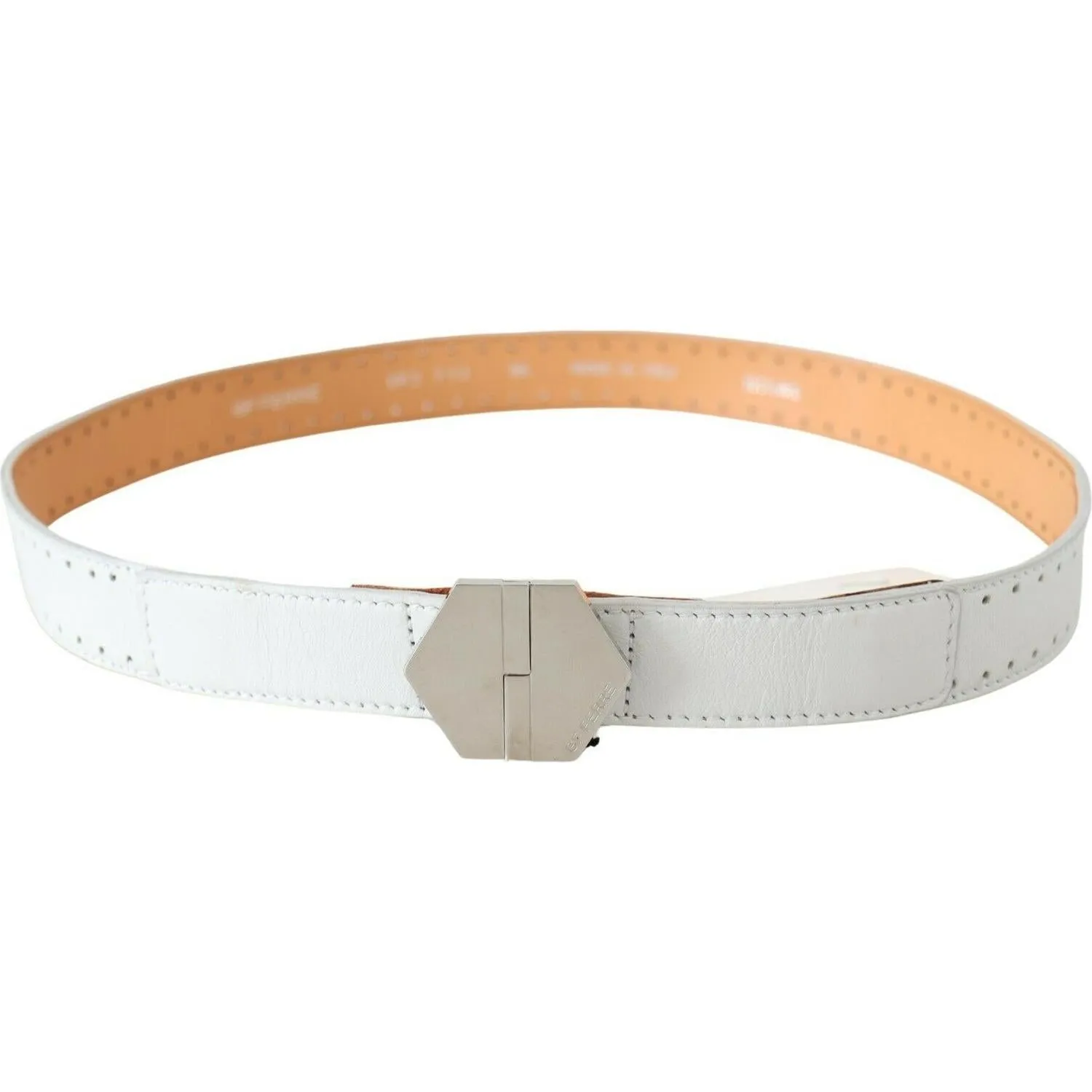 GF Ferre Elegant White Leather Fashion Belt