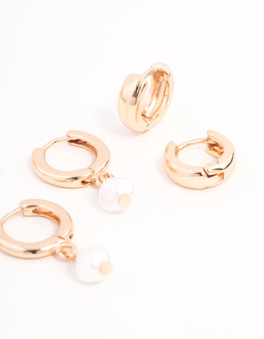 Gold Classic Pearl & Hoop Earrings 3-Pack