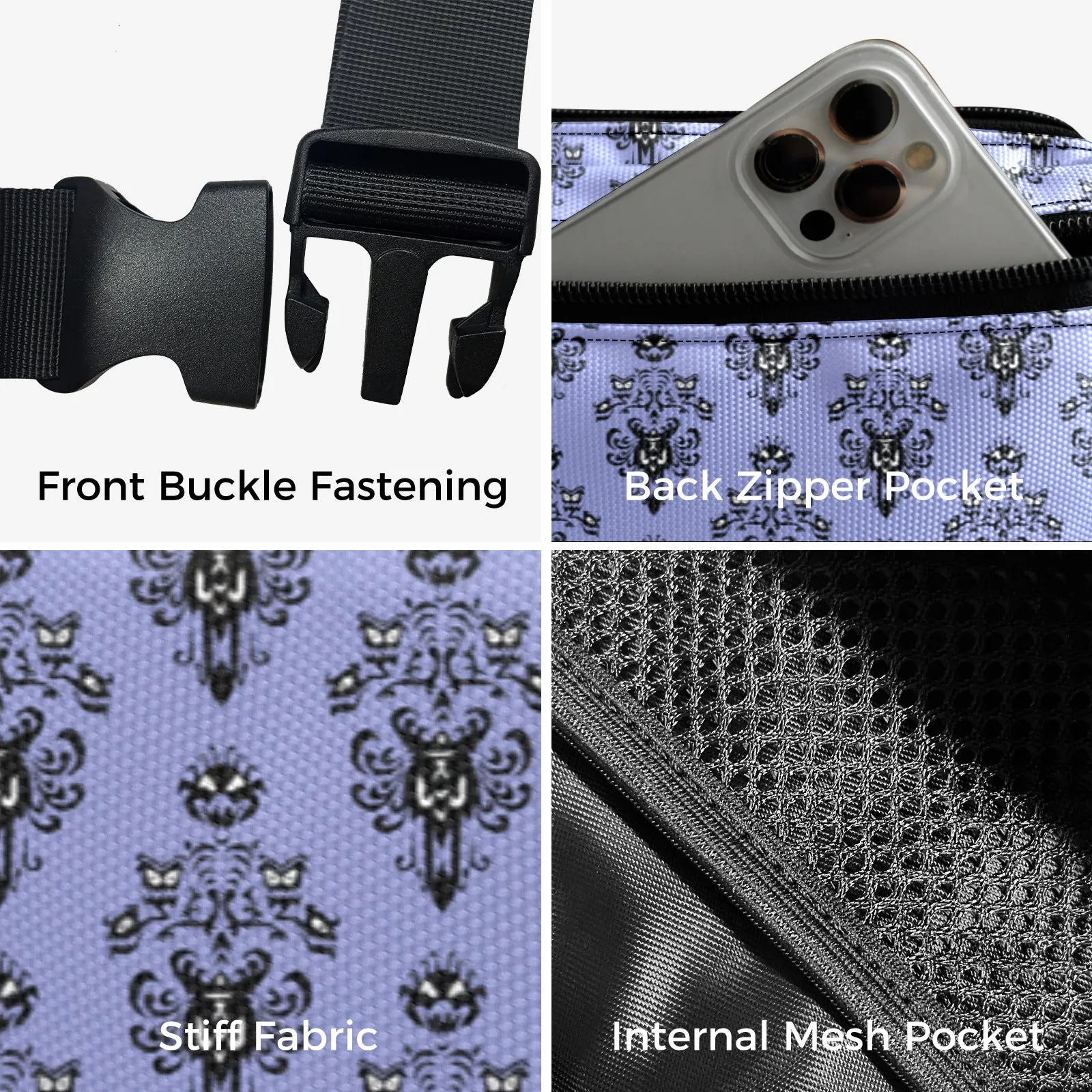 Haunted Mansion Wallpaper Belt Bag