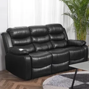 Homrest Manual 3 seater Recliner Sofa Set Home Theater Seating Reclining Couch, Black