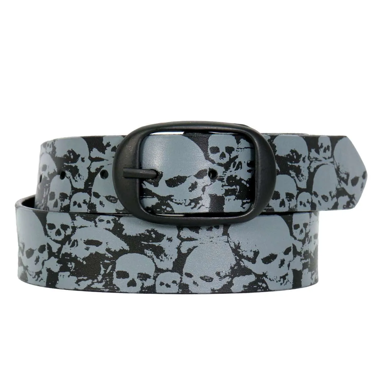 Hot Leathers Ancient Skulls Black and Gray Leather Belt BLA1130