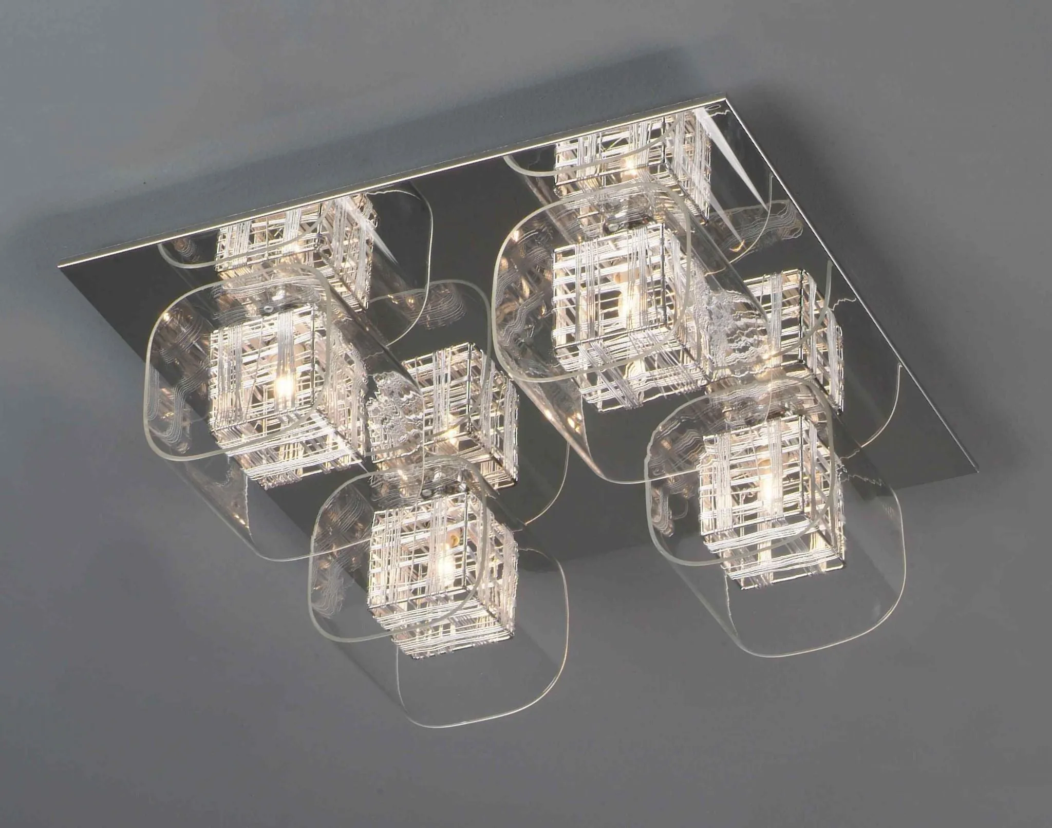 Impex PGH01515/04/PL/A/CH | Avignon 4 Light Flush Ceiling Light | Chrome and Crystal Design