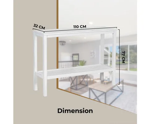 Jasmine Console Hallway Entry Table 110cm Mindi Timber Wood Rattan - White