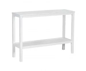 Jasmine Console Hallway Entry Table 110cm Mindi Timber Wood Rattan - White