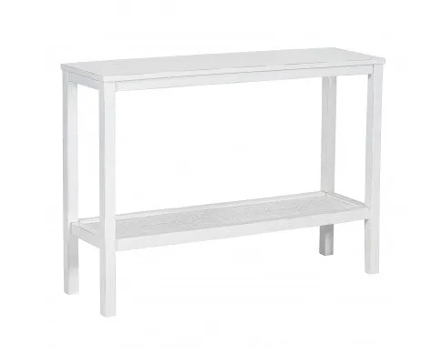 Jasmine Console Hallway Entry Table 110cm Mindi Timber Wood Rattan - White