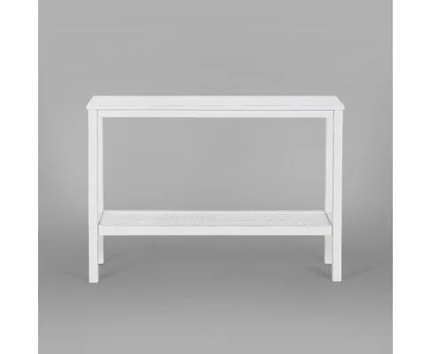 Jasmine Console Hallway Entry Table 110cm Mindi Timber Wood Rattan - White