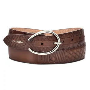 Ladies Embroidered Brown Leather Belt