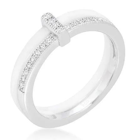 Lafi White Ceramic Cocktail Band Ring | Sterling Silver