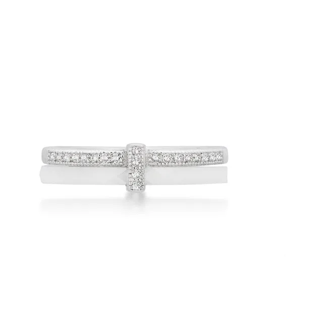 Lafi White Ceramic Cocktail Band Ring | Sterling Silver