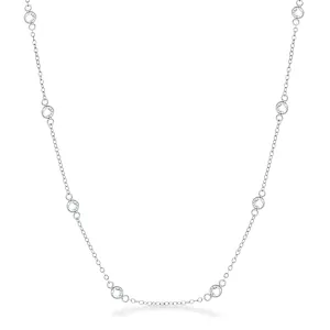 Lecia 16” Silver CZ Round Bezel Saturn Necklace