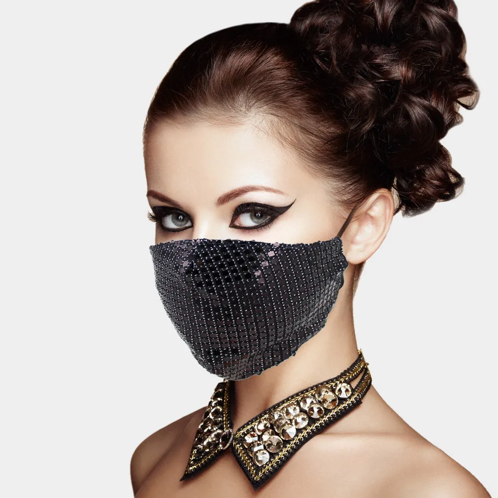 Lia Gold Metallic Embellished Fashion Mask