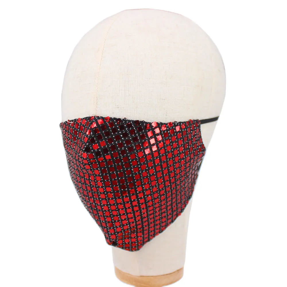 Lia Red Metallic Embellished Fashion Mask