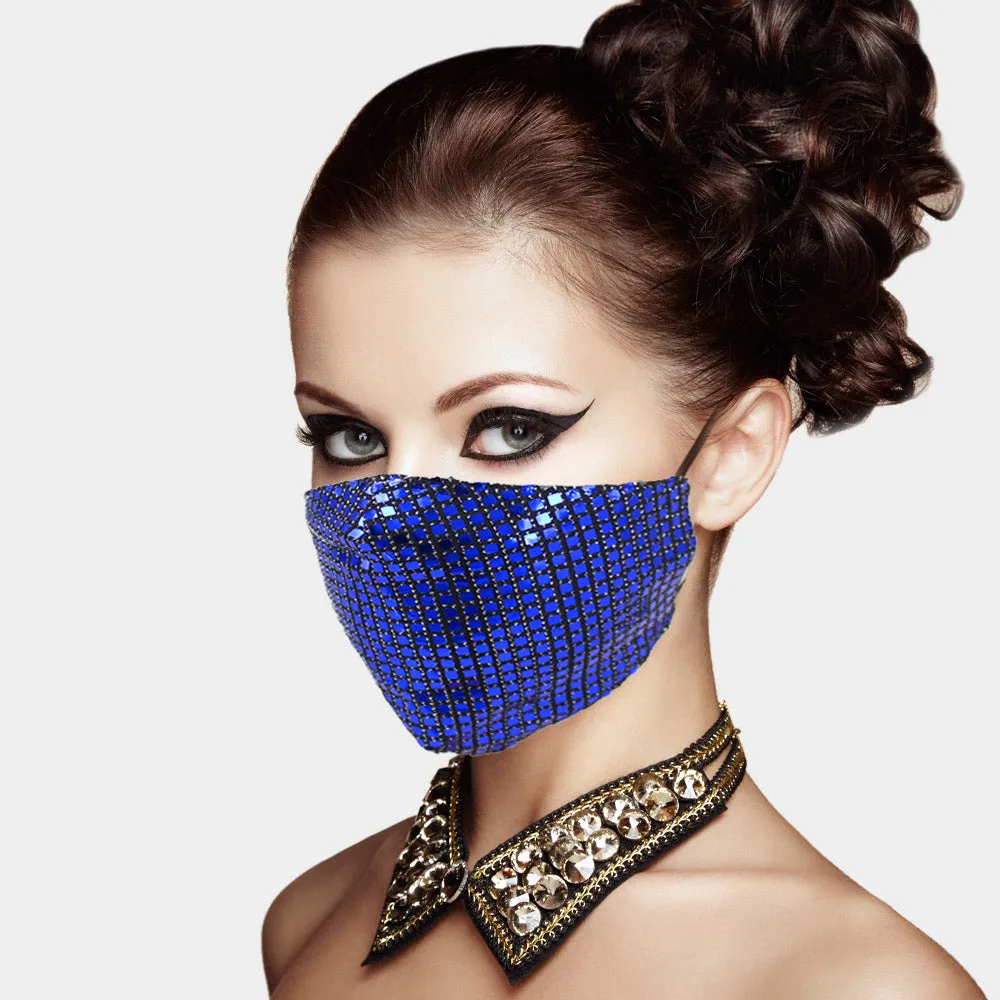 Lia Red Metallic Embellished Fashion Mask