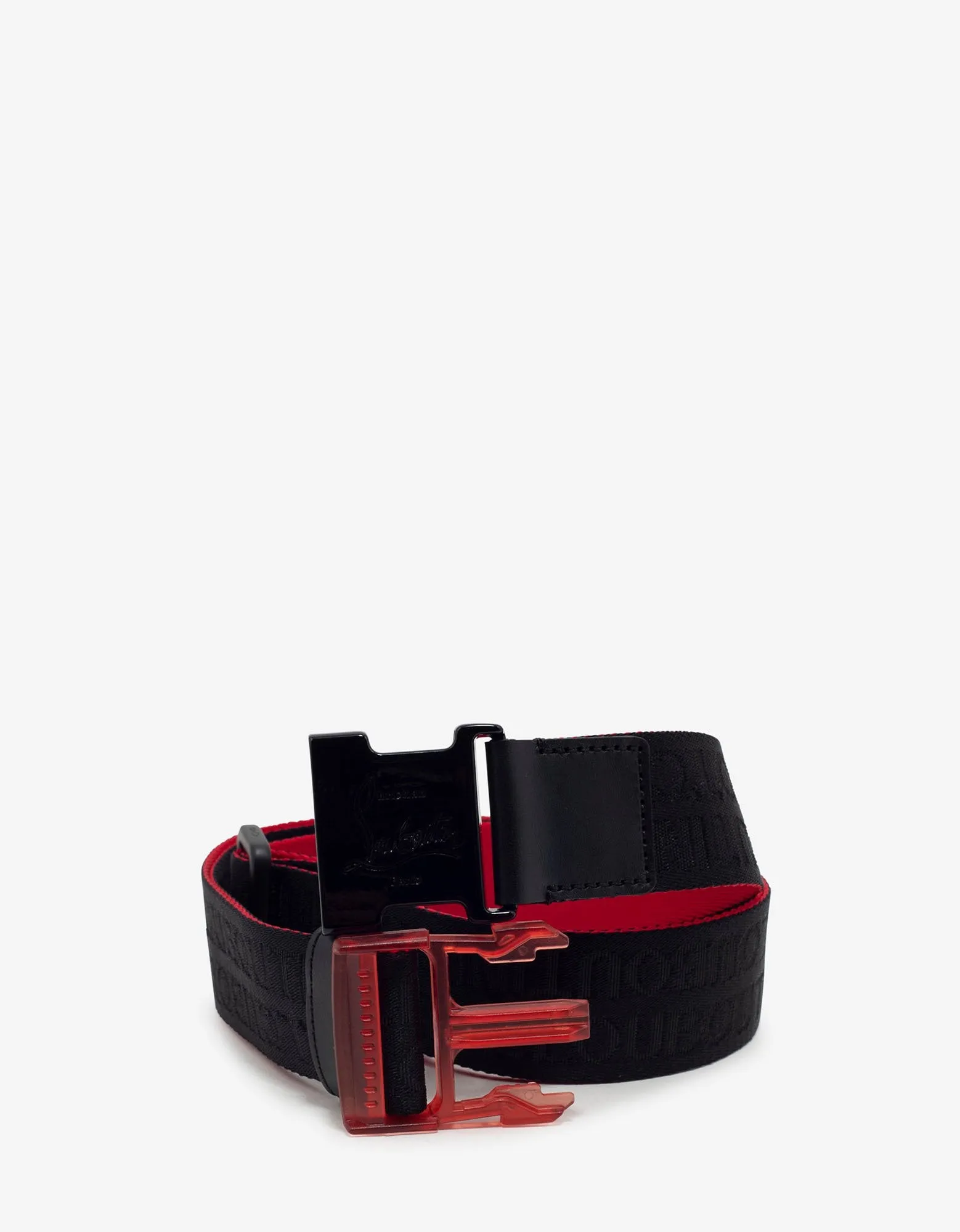 Loubiclic Black Nylon Logo Jacquard Belt -