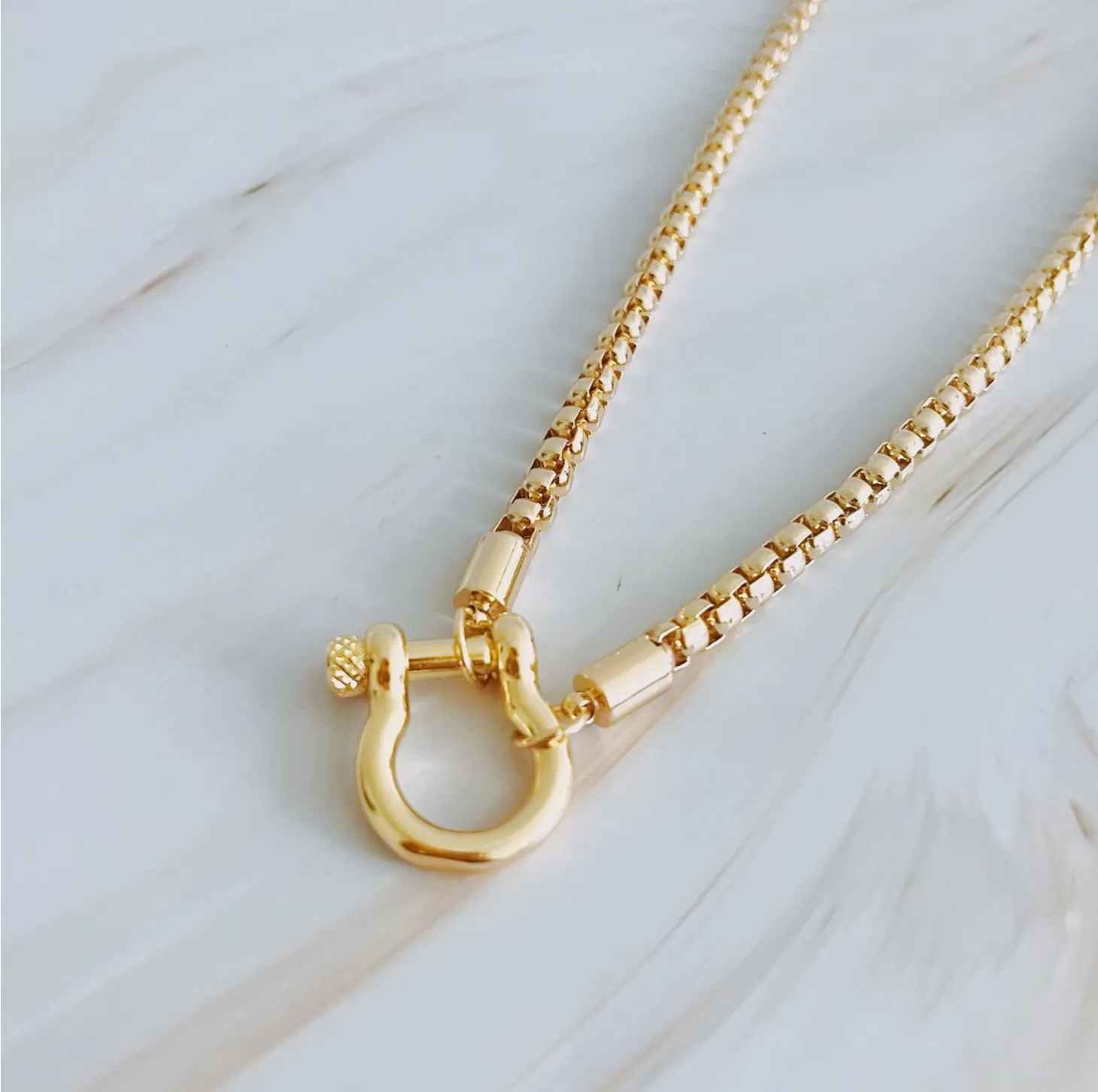 Luxe Pendant Box Chain Necklace - Available in Gold and Two-Toned Silver/Gold