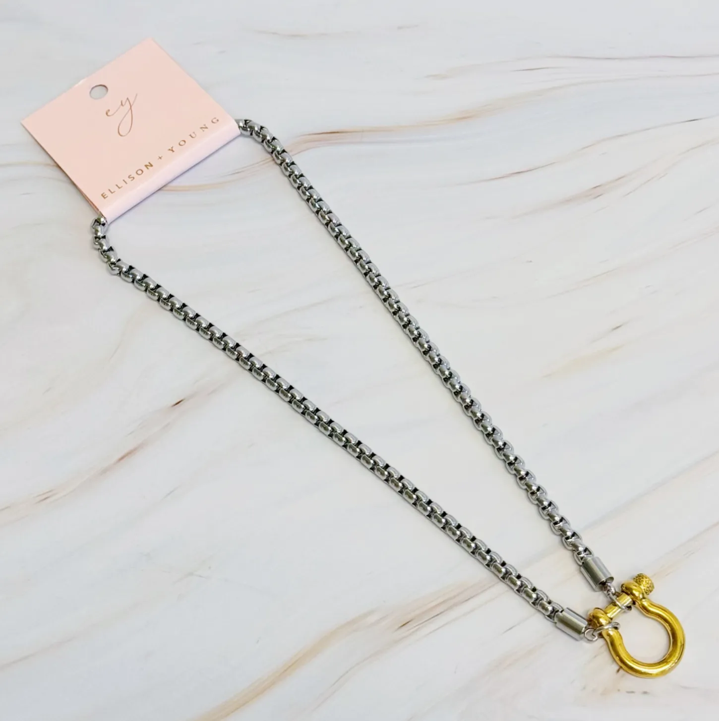 Luxe Pendant Box Chain Necklace - Available in Gold and Two-Toned Silver/Gold