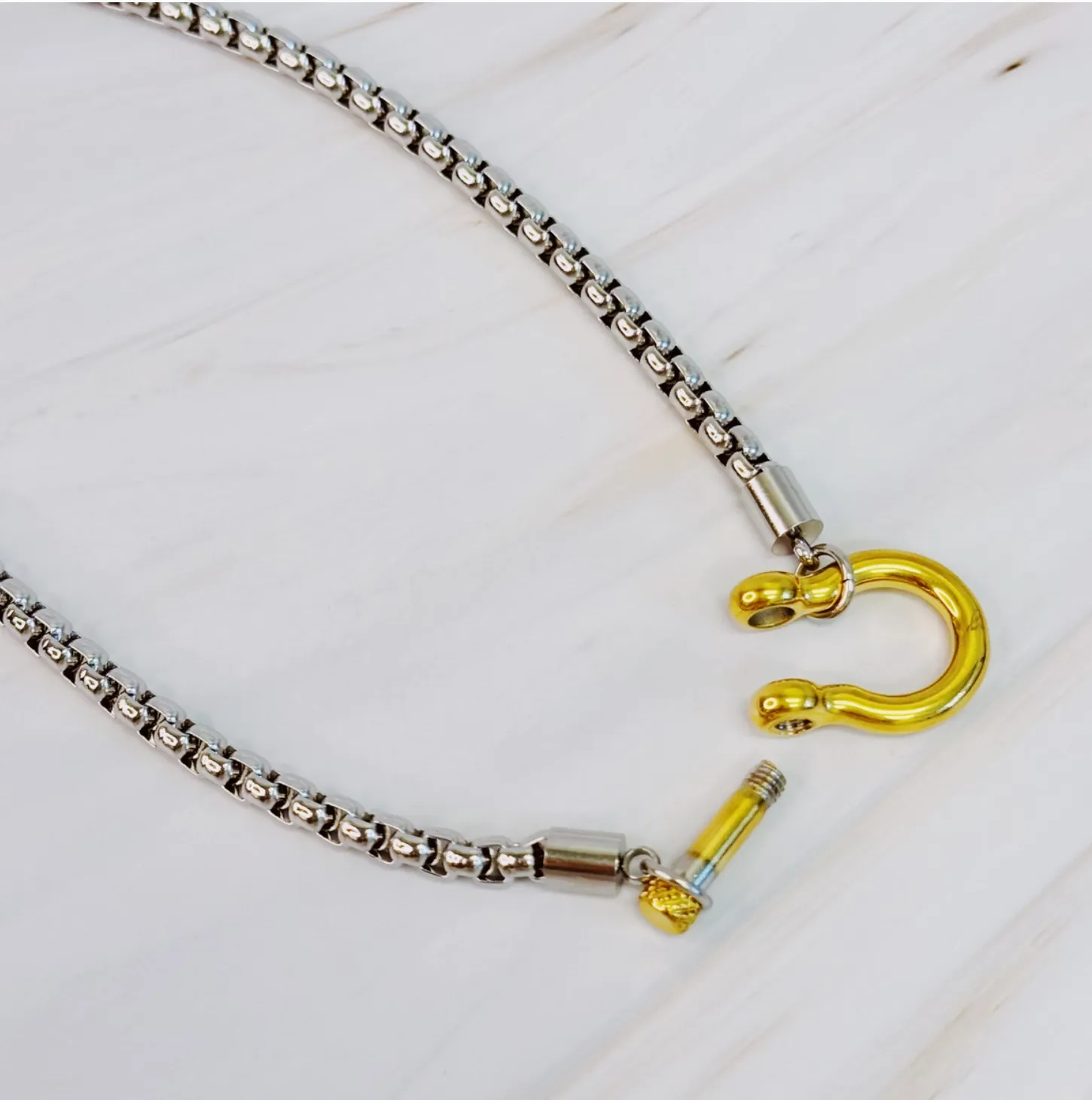 Luxe Pendant Box Chain Necklace - Available in Gold and Two-Toned Silver/Gold