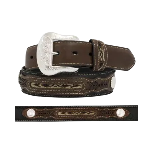 M&f Men's Black And Brown Leather Two-tone Braided Belts