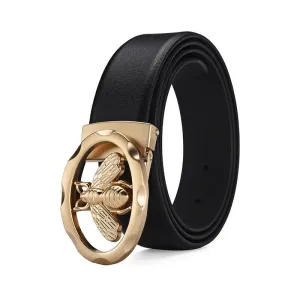 Men's Business Little Bee Hollow Buckle Leather Belt