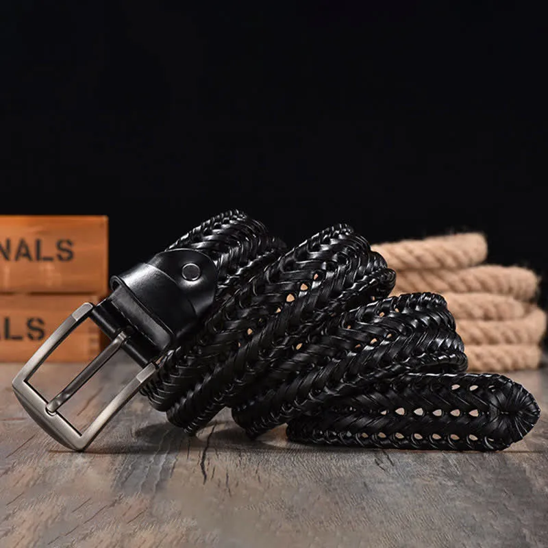 Men's Casual Handwoven Braided Leather Belt