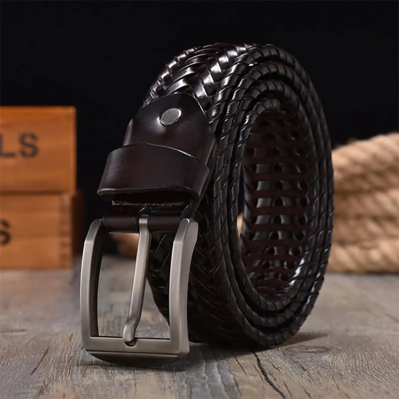 Men's Casual Handwoven Braided Leather Belt