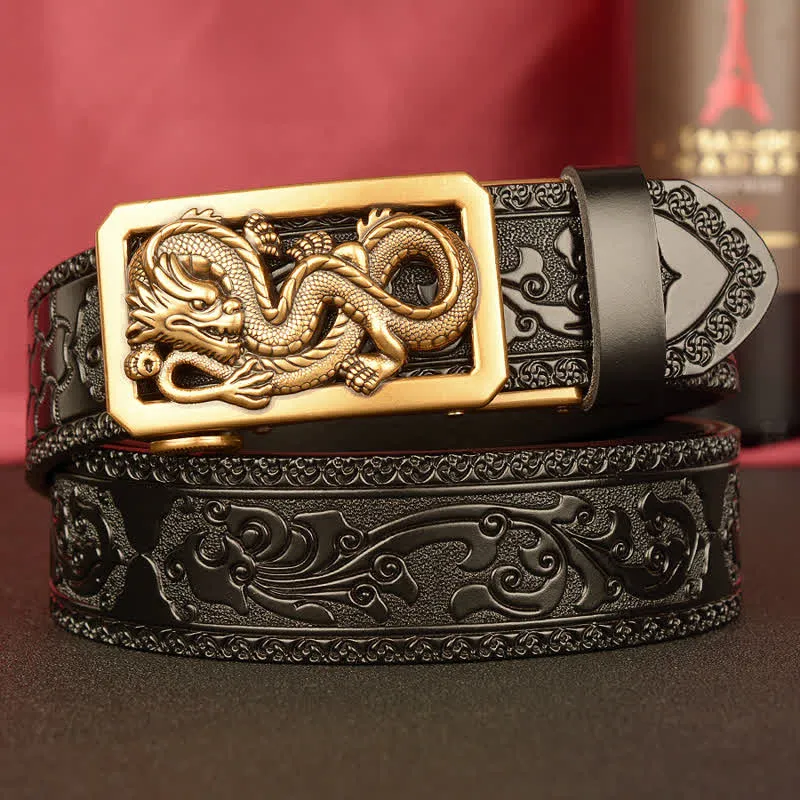 Men's Coiling Dragon Embossing Leather Belt