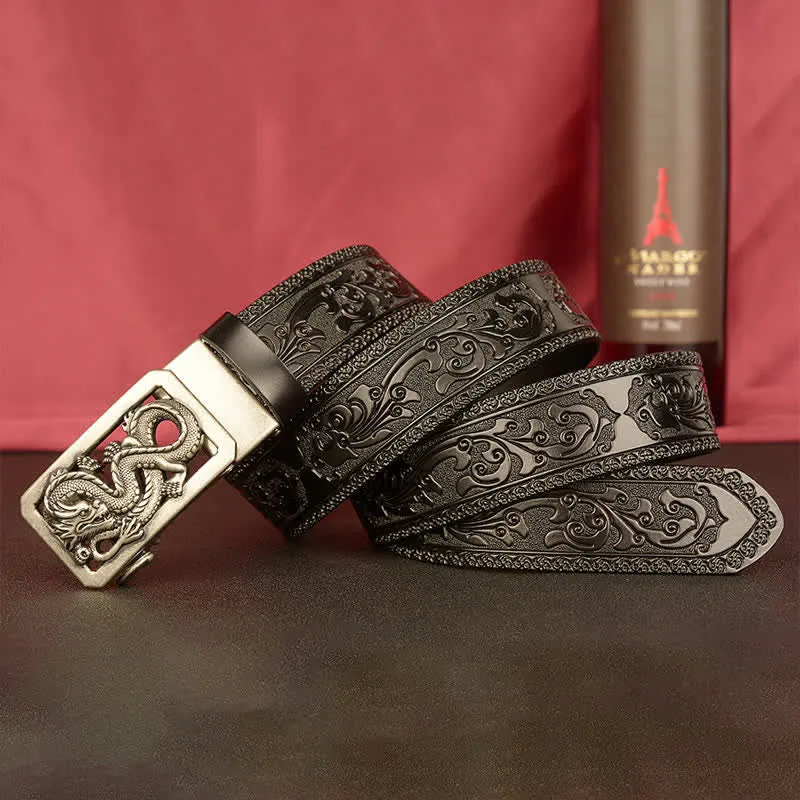 Men's Coiling Dragon Embossing Leather Belt