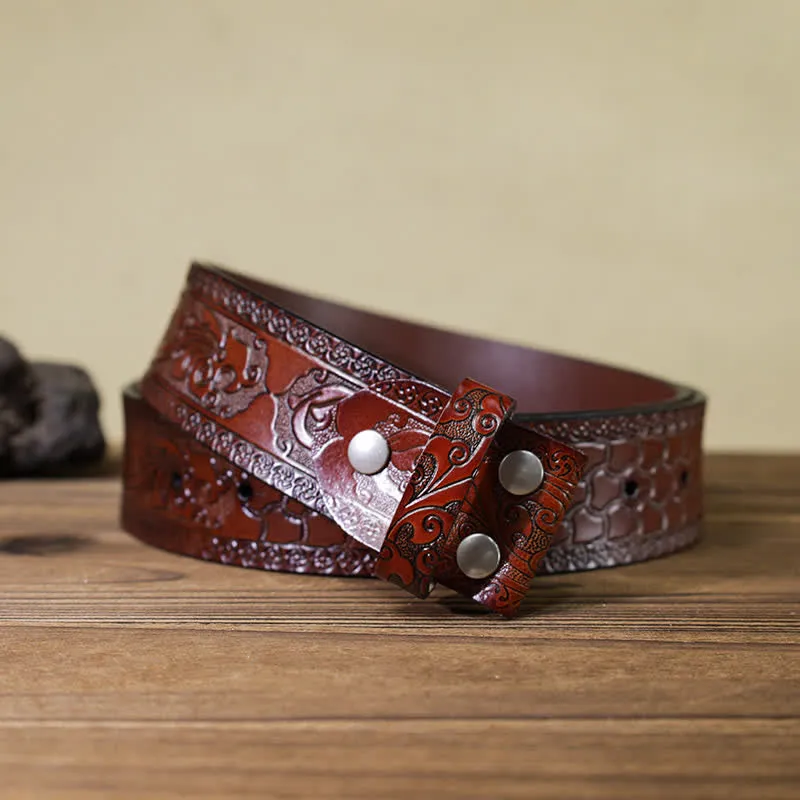 Men's DIY Double Pistol Poker Buckle Leather Belt