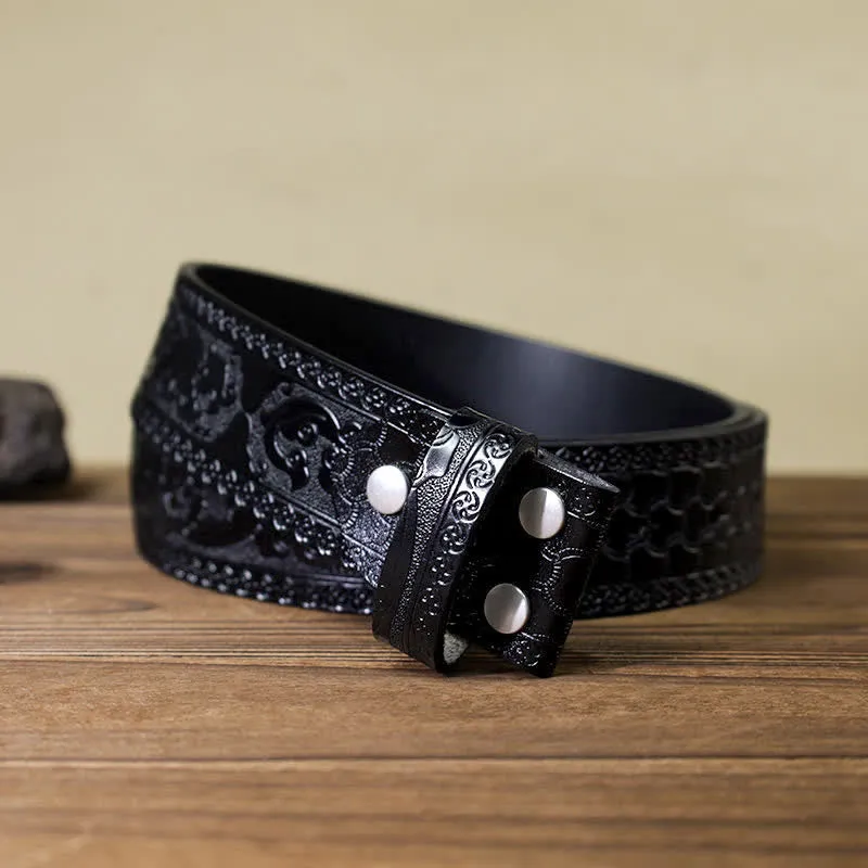 Men's DIY Eagle Leaf Enameled Oval Buckle Leather Belt