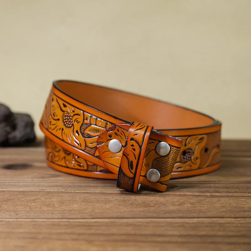 Men's DIY Enamel Wild Life Deer Buckle Leather Belt