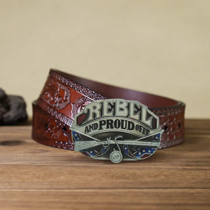 Men's DIY Western Flag Proud Buckle Leather Belt