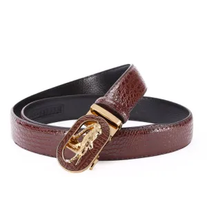 Men's Hollow Out Crocodile Automatic Buckle Leather Belt