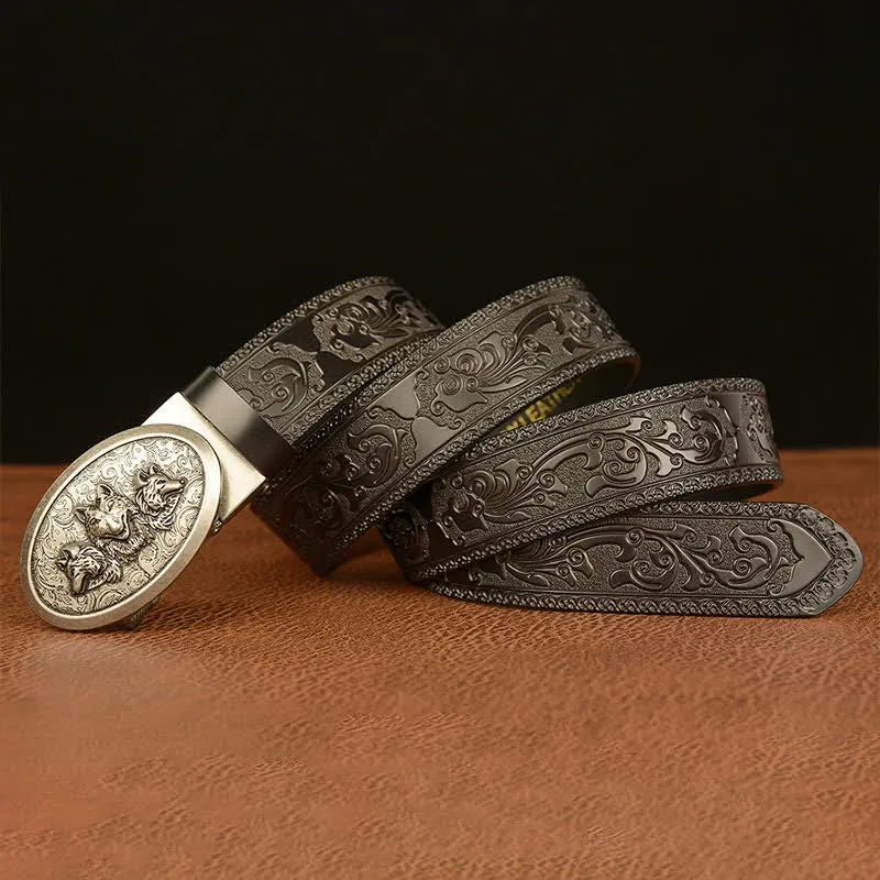 Men's Legend Of Hungry Wolves Leather Belt