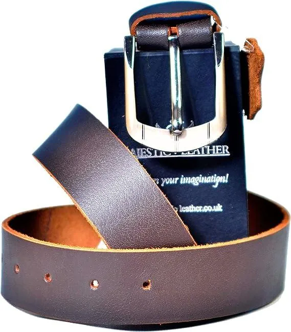 Men's Rustic No Break Thick Buffalo Genuine Leather Jeans Belt