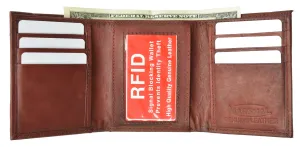 Mens Trifold Leather Wallet RFID Blocking New MarshalÂ® RFID 55