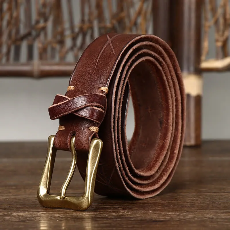 Men's Vintage Carving Crack Leather Belt