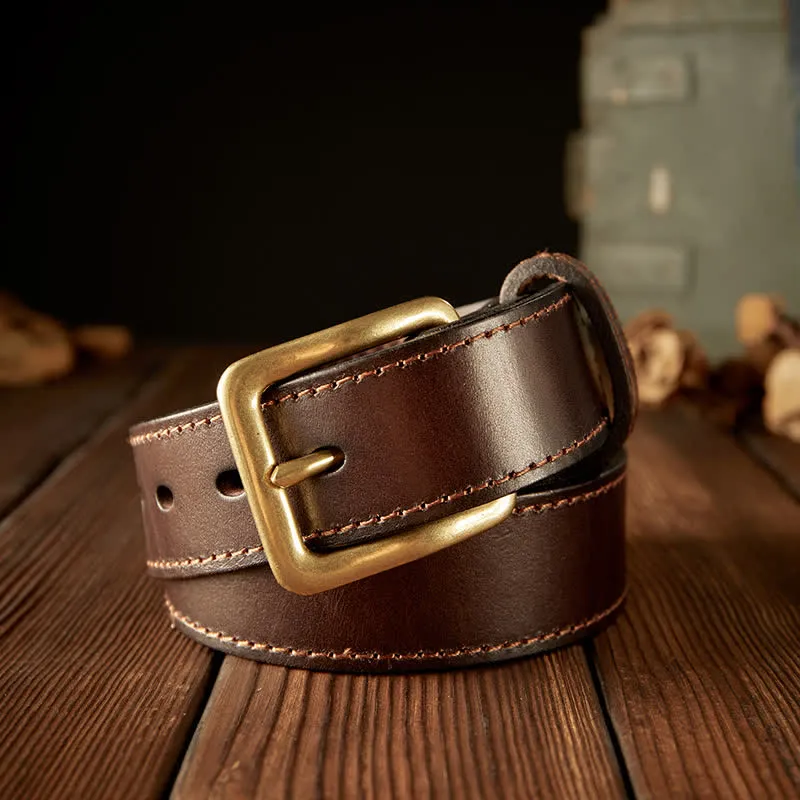 Men's Vintage Single Prong Buckle Leather Belt