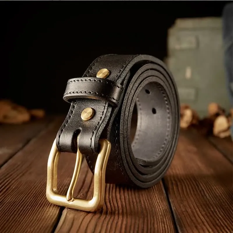 Men's Vintage Single Prong Buckle Leather Belt