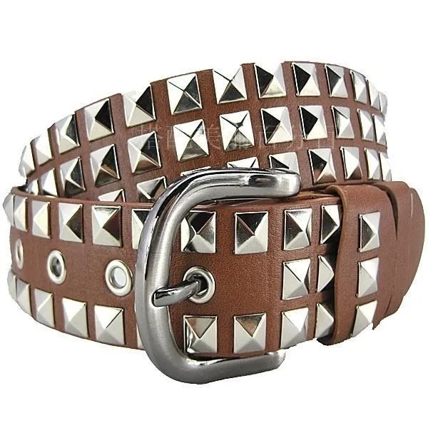 Mens Womens Belt Punk Wide Studded Bonded Leather Belt Pyramid Conical Stud Rivet