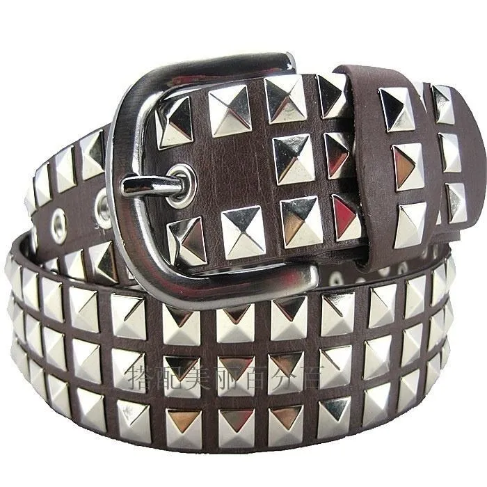 Mens Womens Belt Punk Wide Studded Bonded Leather Belt Pyramid Conical Stud Rivet