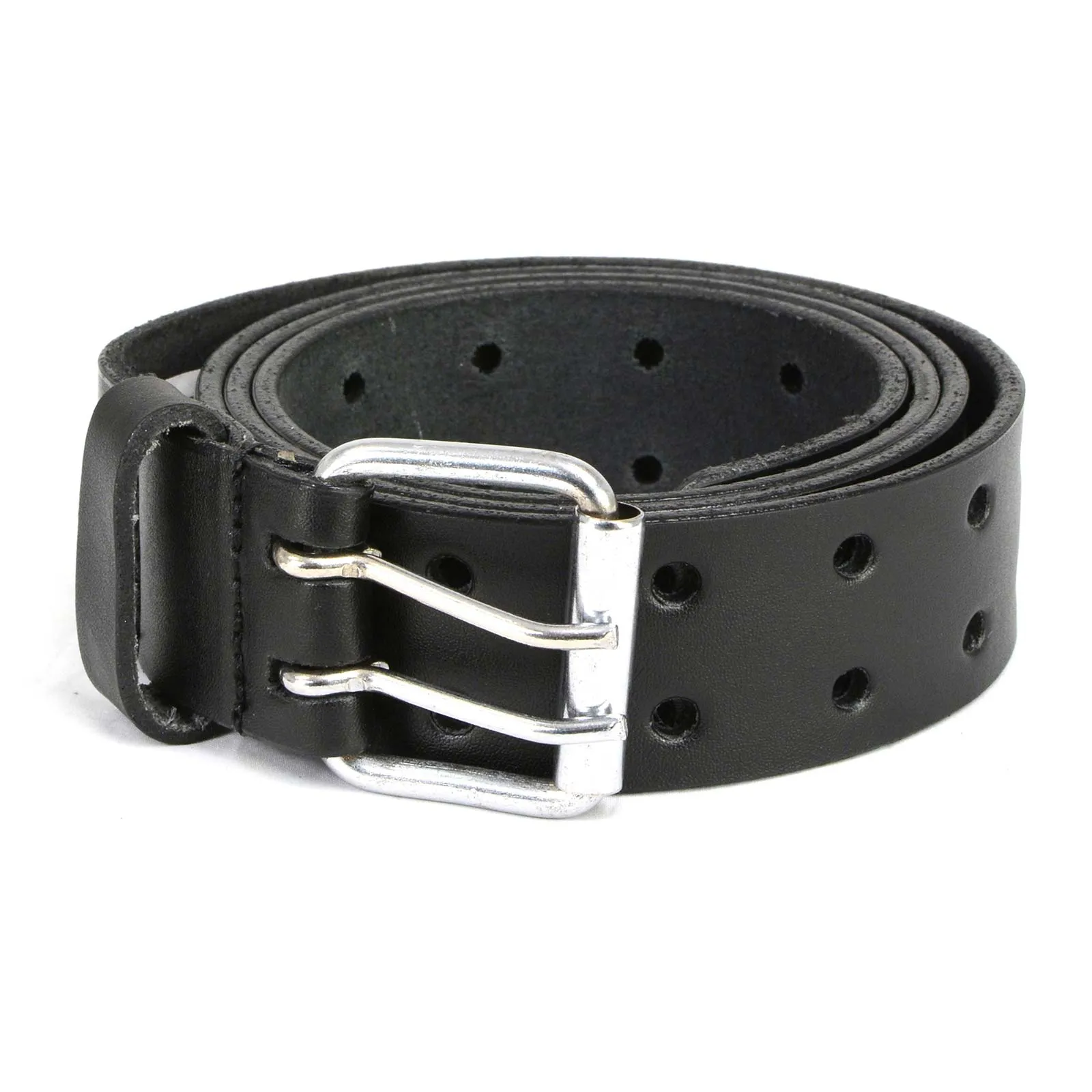 Milwaukee Leather MP7121 Men's Double Prong - Black Genuine Leather Belt with Interchangeable Buckle - 1.5 inches Wide