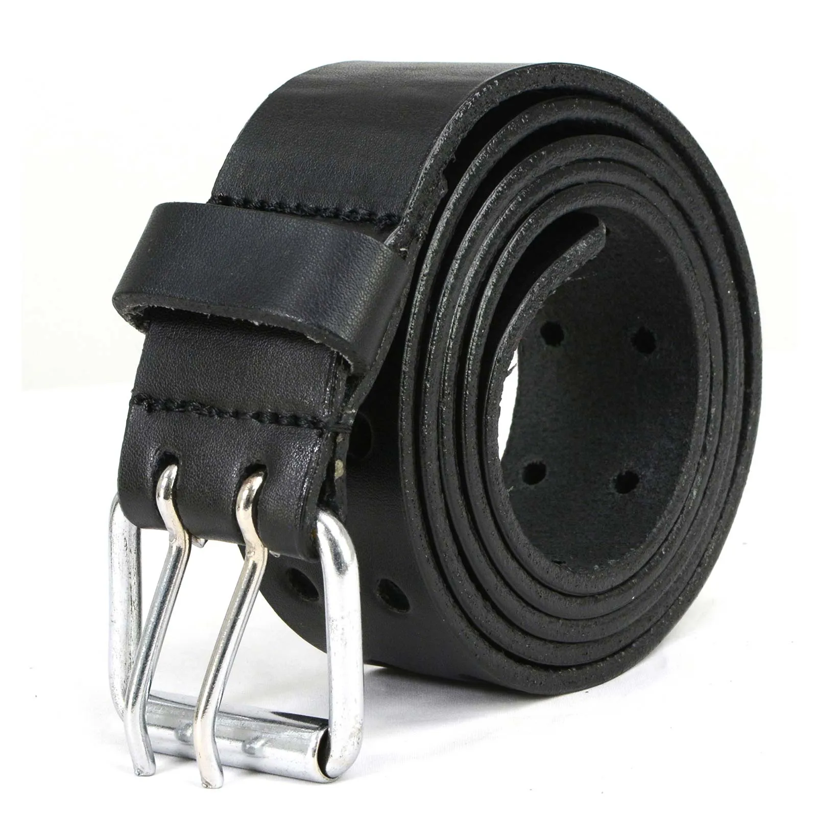 Milwaukee Leather MP7121 Men's Double Prong - Black Genuine Leather Belt with Interchangeable Buckle - 1.5 inches Wide