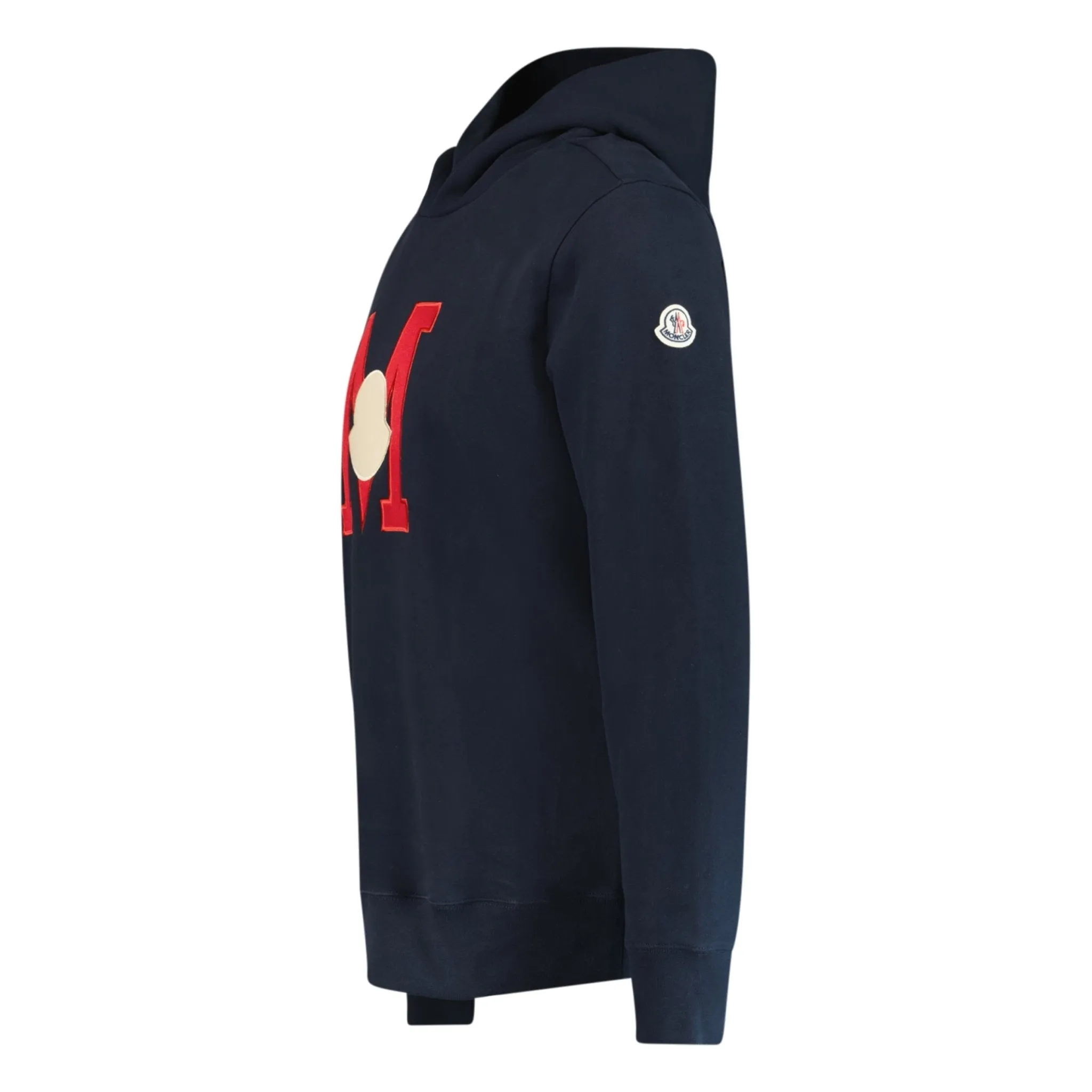 MONCLER LOGO PATCH PULLOVER HOODIE NAVY BLUE