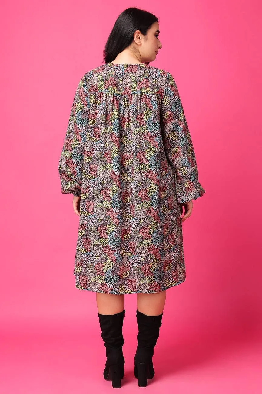 Multicolored Small Floral Printed Dress