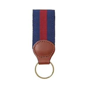 Navy & Burgundy Grosgrain Ribbon Key Fob